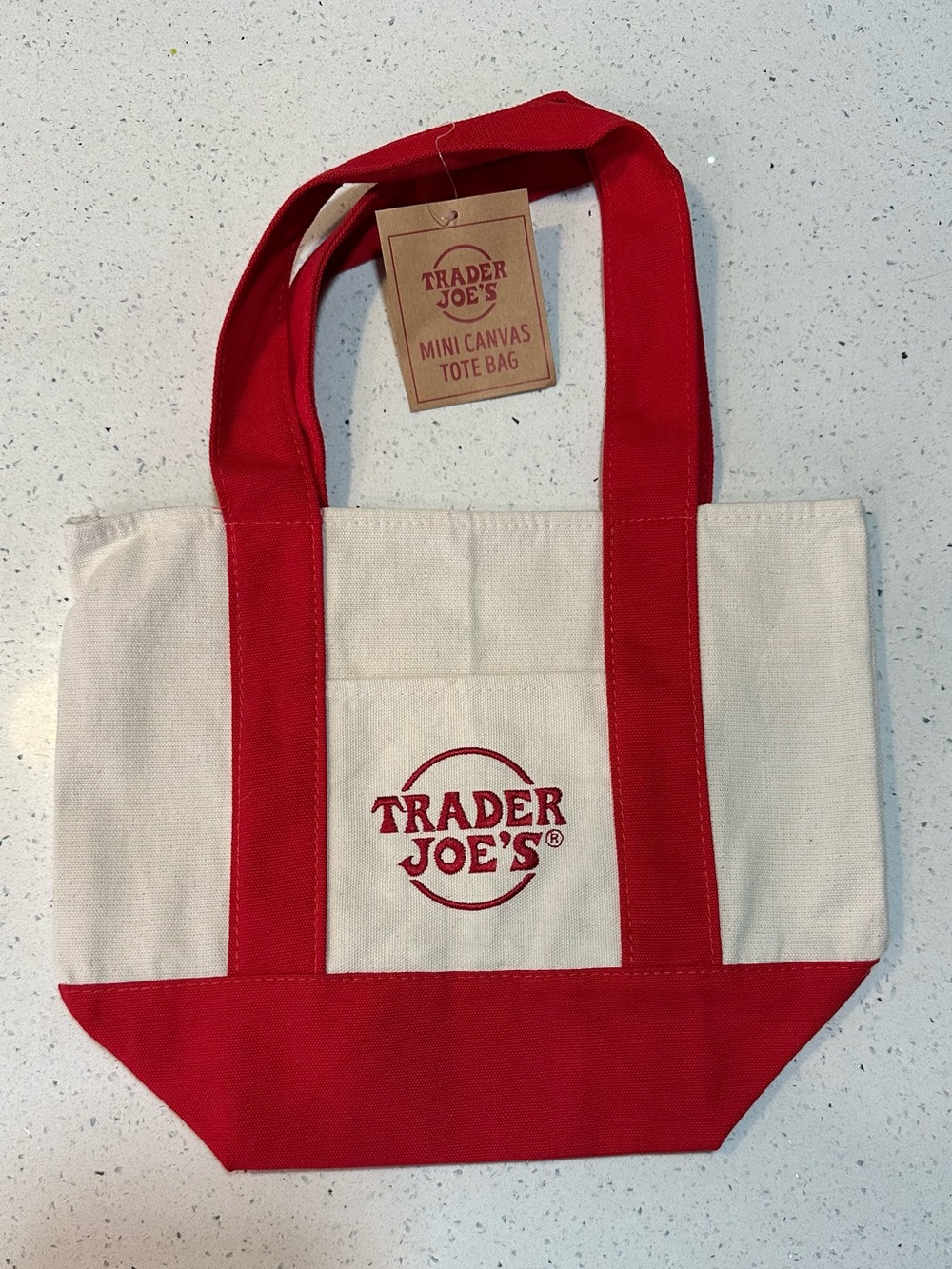 NWT Trader Joe's limited edition red stripes small tote bag, new; flawless